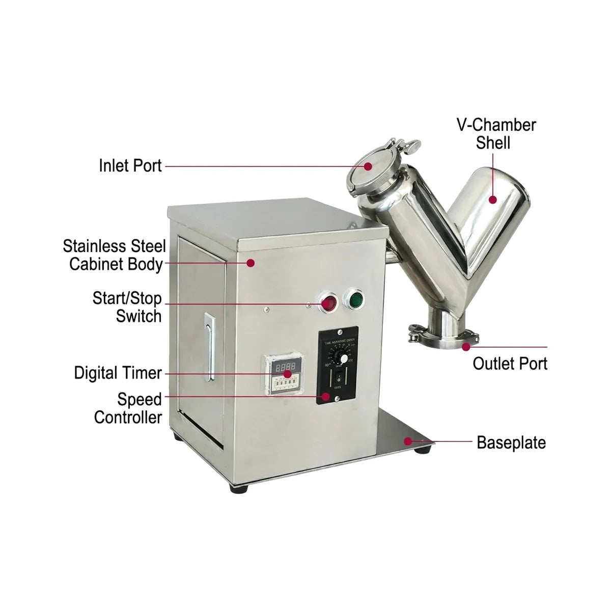 2L V-Type Dry Powder Mixer, Laboratory Blender 110V/220V product image 5