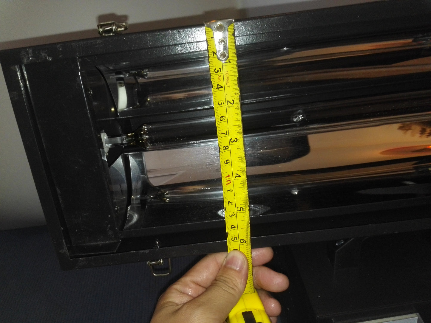UV curing lamp housing height measurement and mercury lamp detail