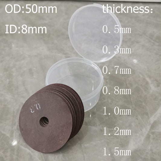 Nick grinder disc thickness options for carton die cutting, 50mm OD 8mm ID