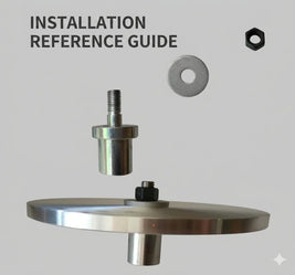 Installation reference for lapidary shaft adapter, spacer washer and top nut