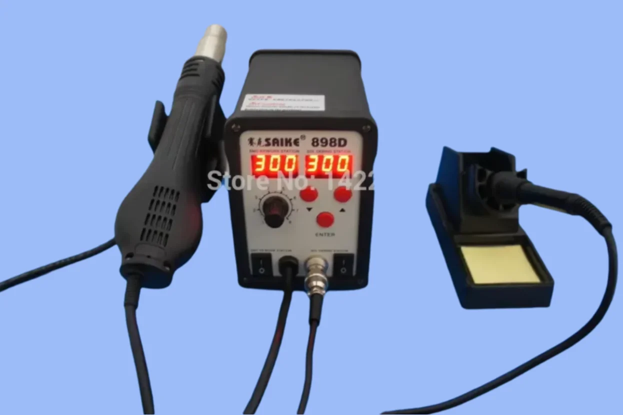 SAIKE 898D 2 in 1 Hot Air Rework Station SMD Soldering Desoldering