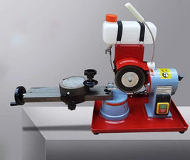 Circular saw blade sharpener adjustment and grinding detail