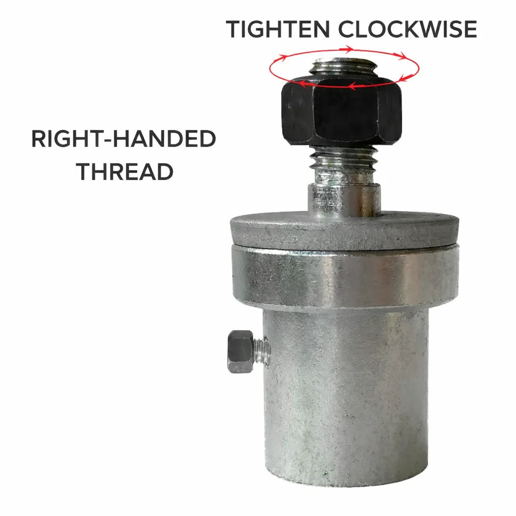 Right-hand thread lapidary shaft adapter, tightens clockwise
