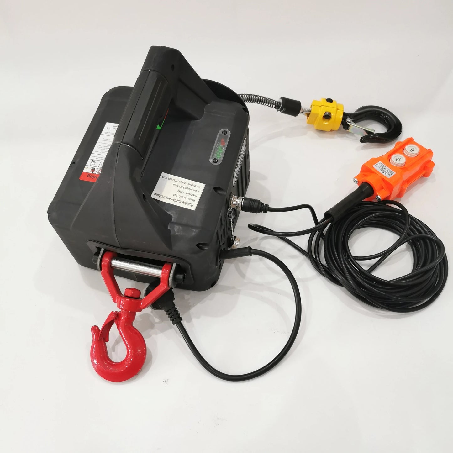 Electric hoist winch LED load display and overload protection detail