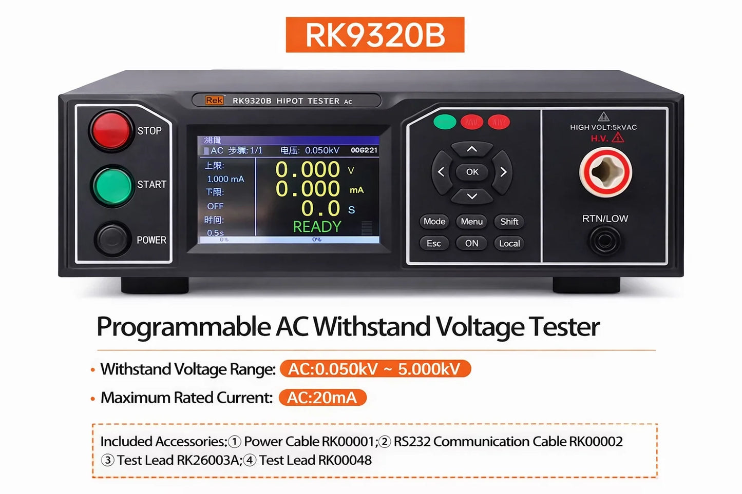 RK9310 RK9320 RK9320A RK9320B Programmable Hipot Tester AC 5kV DC 6kV Withstanding Voltage product detail image 8