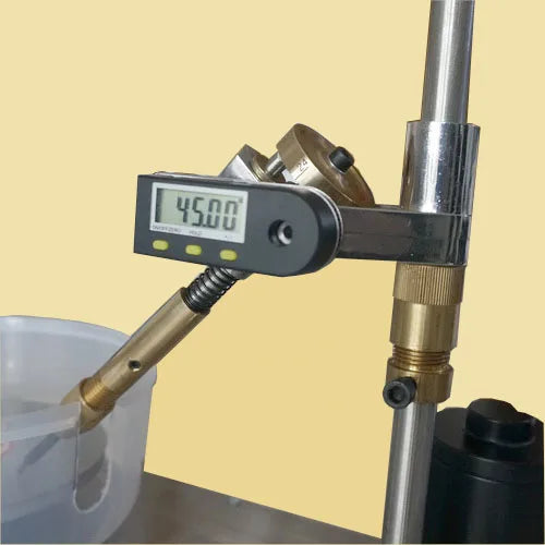 Digital angle display and spindle assembly on gem faceting machine