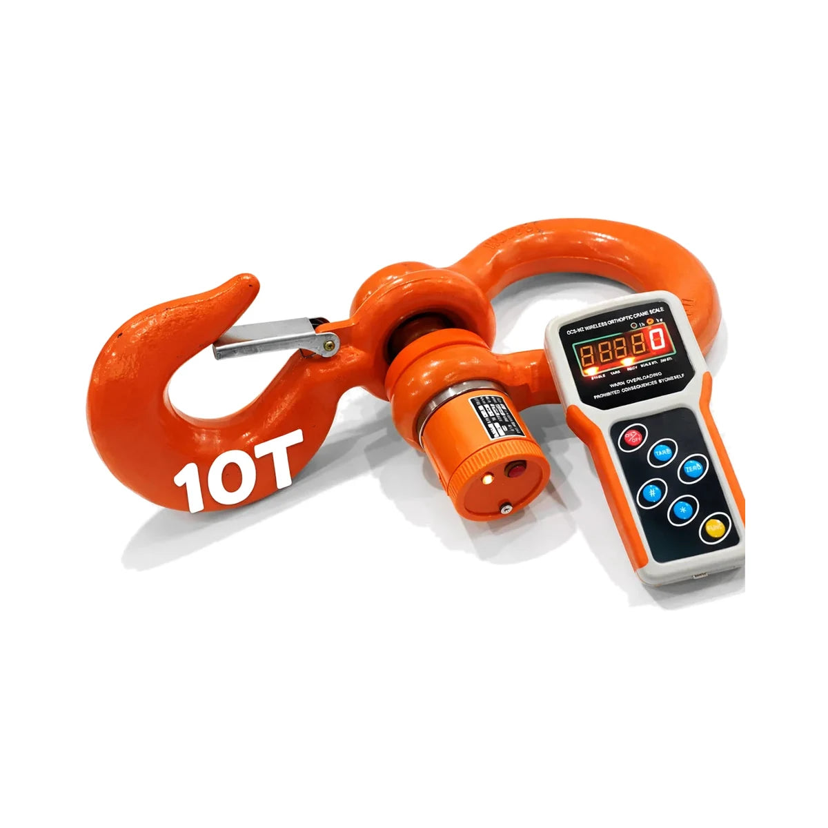 10T wireless digital crane scale with handheld display on white background