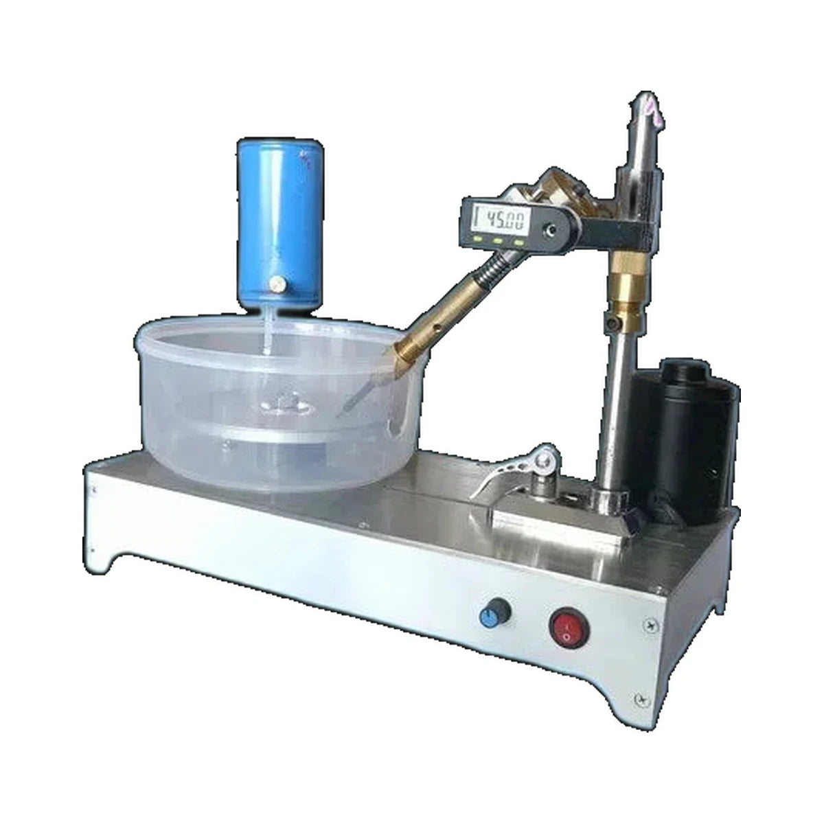 White background 120W jewelry polisher full machine view with faceting handle