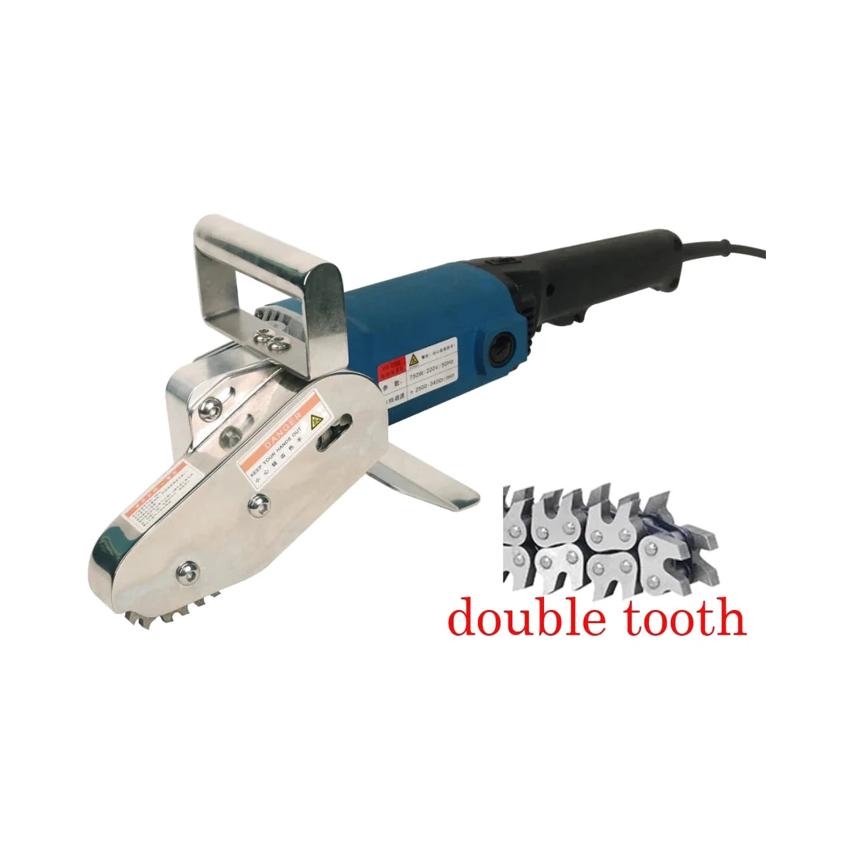 1400W double-claw carton waste stripping machine with double tooth chain on white background