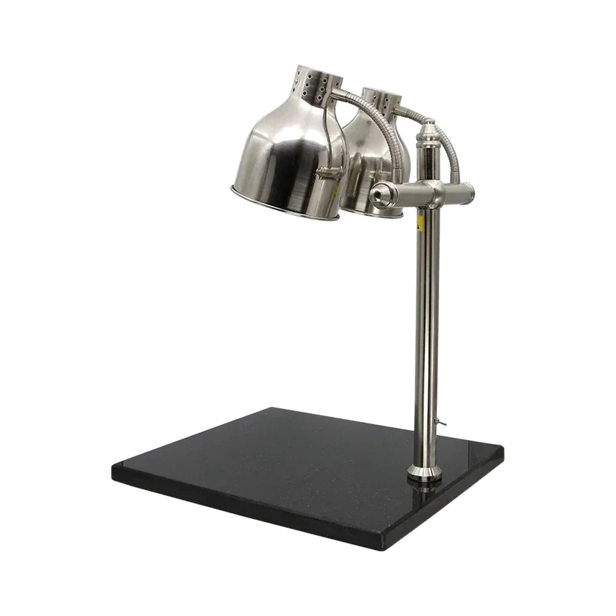 2 head buffet food warmer lamp with silver double heating lamps and black marble base
