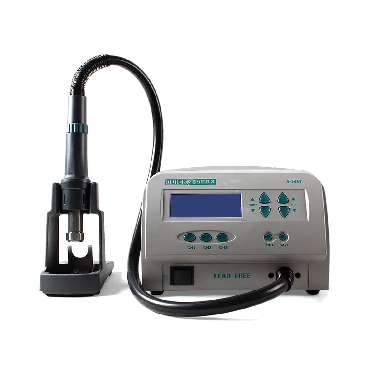 QUICK 856AX Lead-Free Soldering Rework Station ESD Safe Digital Hot Air Soldering Tool for product image 2