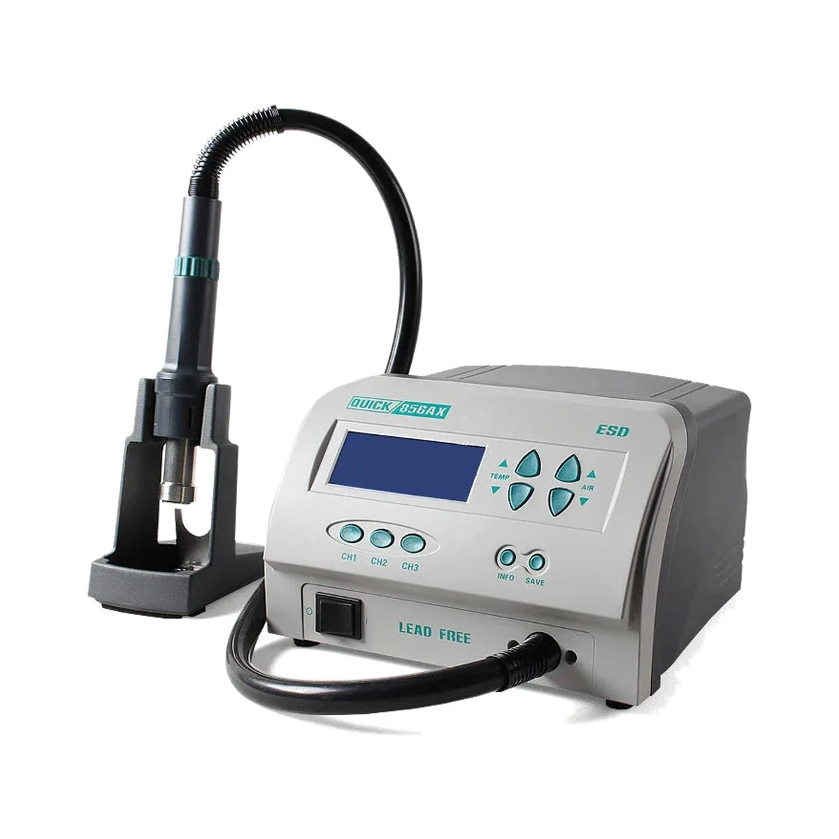 QUICK 856AX Lead-Free Soldering Rework Station ESD Safe Digital Hot Air Soldering Tool for product image 3