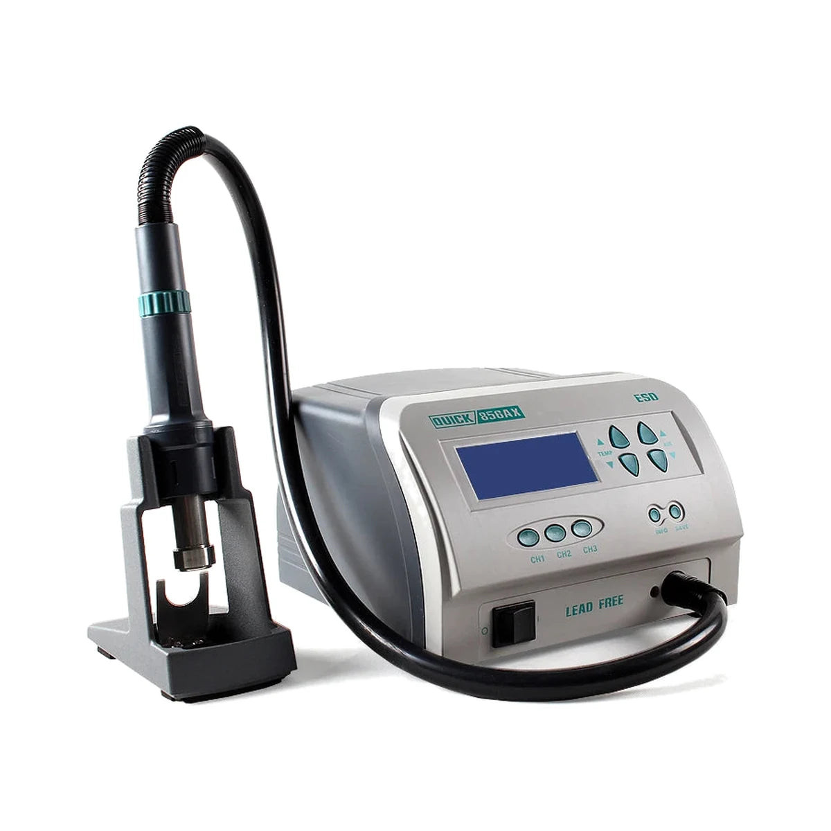 QUICK 856AX Lead-Free Soldering Rework Station ESD Safe Digital Hot Air Soldering Tool for product image 4
