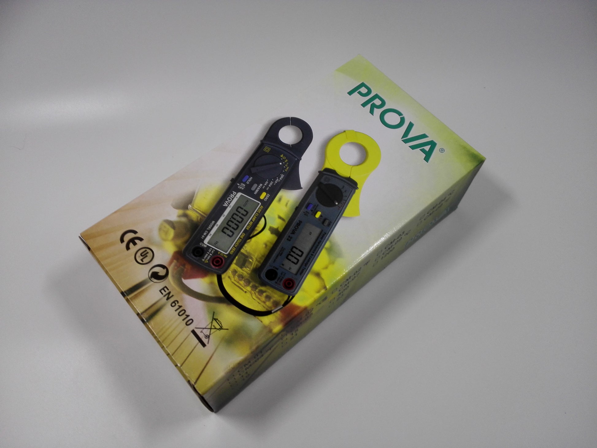 PROVA CM-07 clamp meter retail box and front meter view