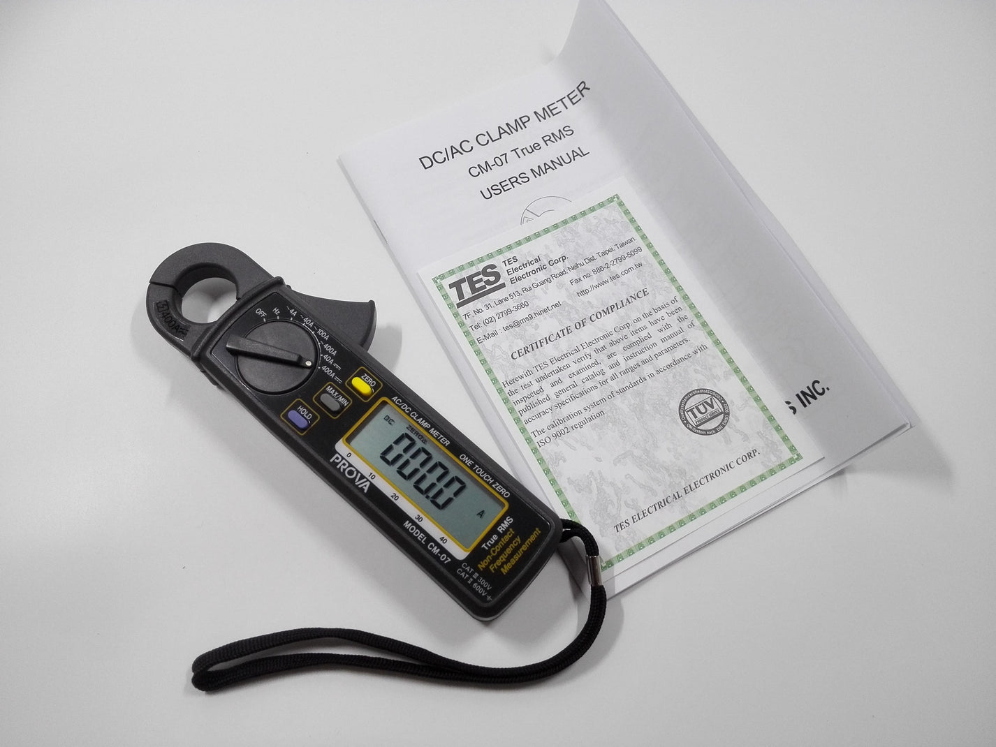 PROVA CM-07 True RMS AC/DC clamp meter with user manual and documentation