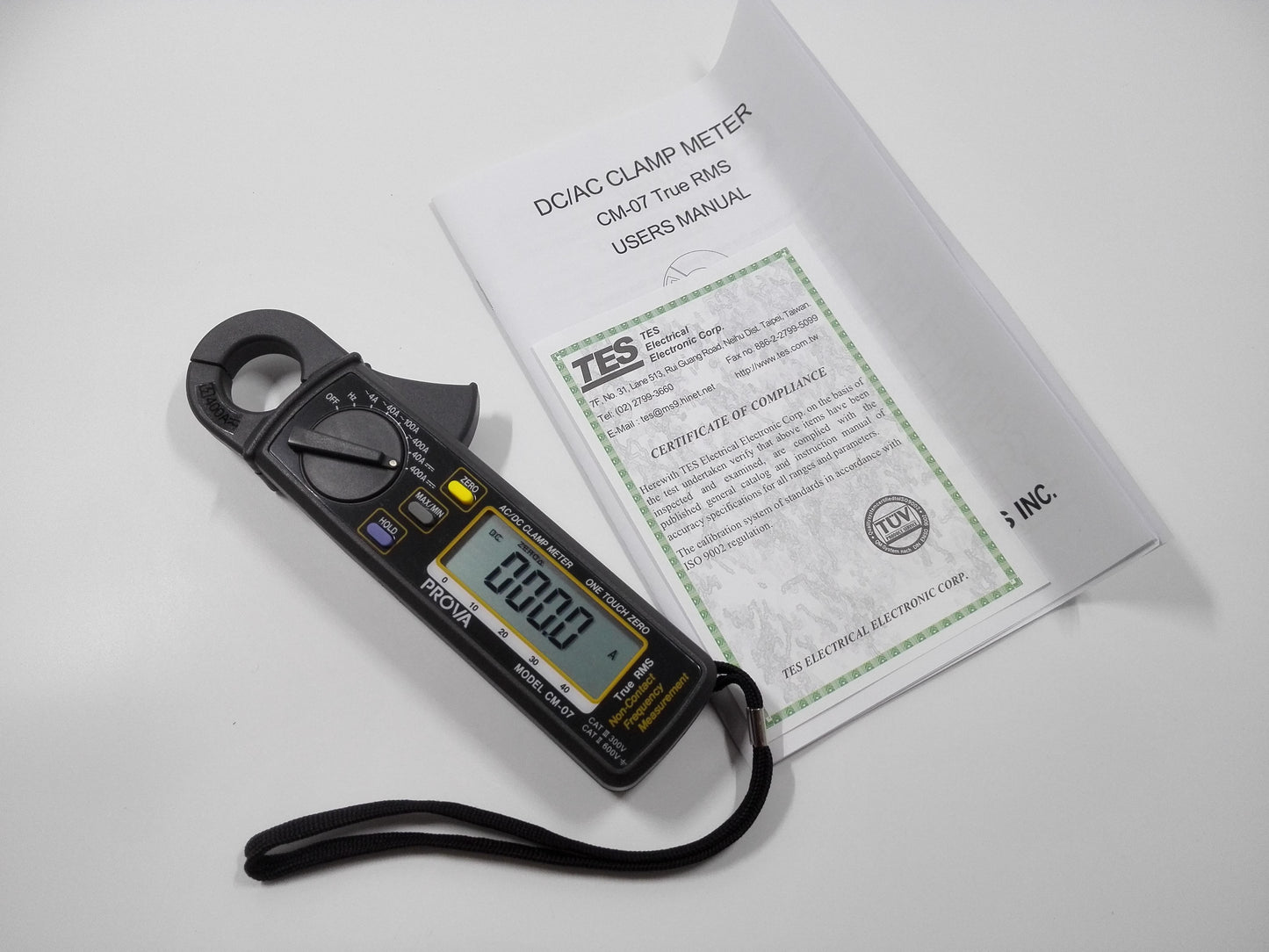 PROVA CM-07 True RMS AC/DC clamp meter with user manual and documentation