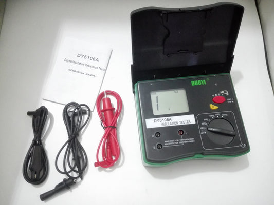 DY5106A 5000V insulation tester side view with rugged handheld body