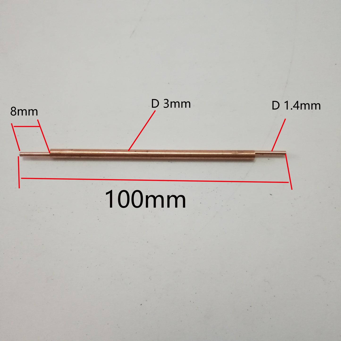 D3x100mm spot welding electrode dimensions 100mm length 3mm body 1.4mm tip