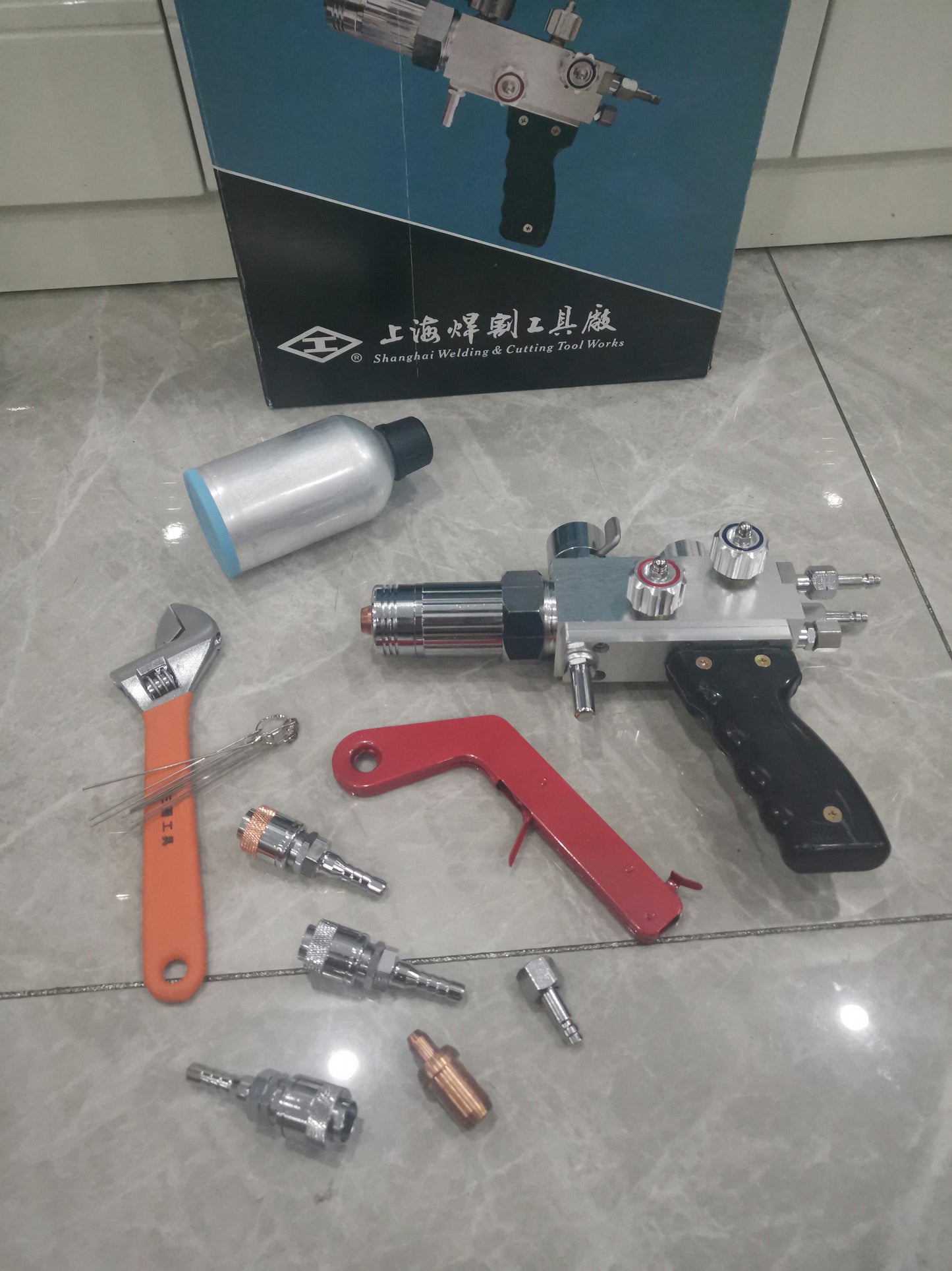 QHT-7/h spray welding torch kit with powder bottle wrench and fittings