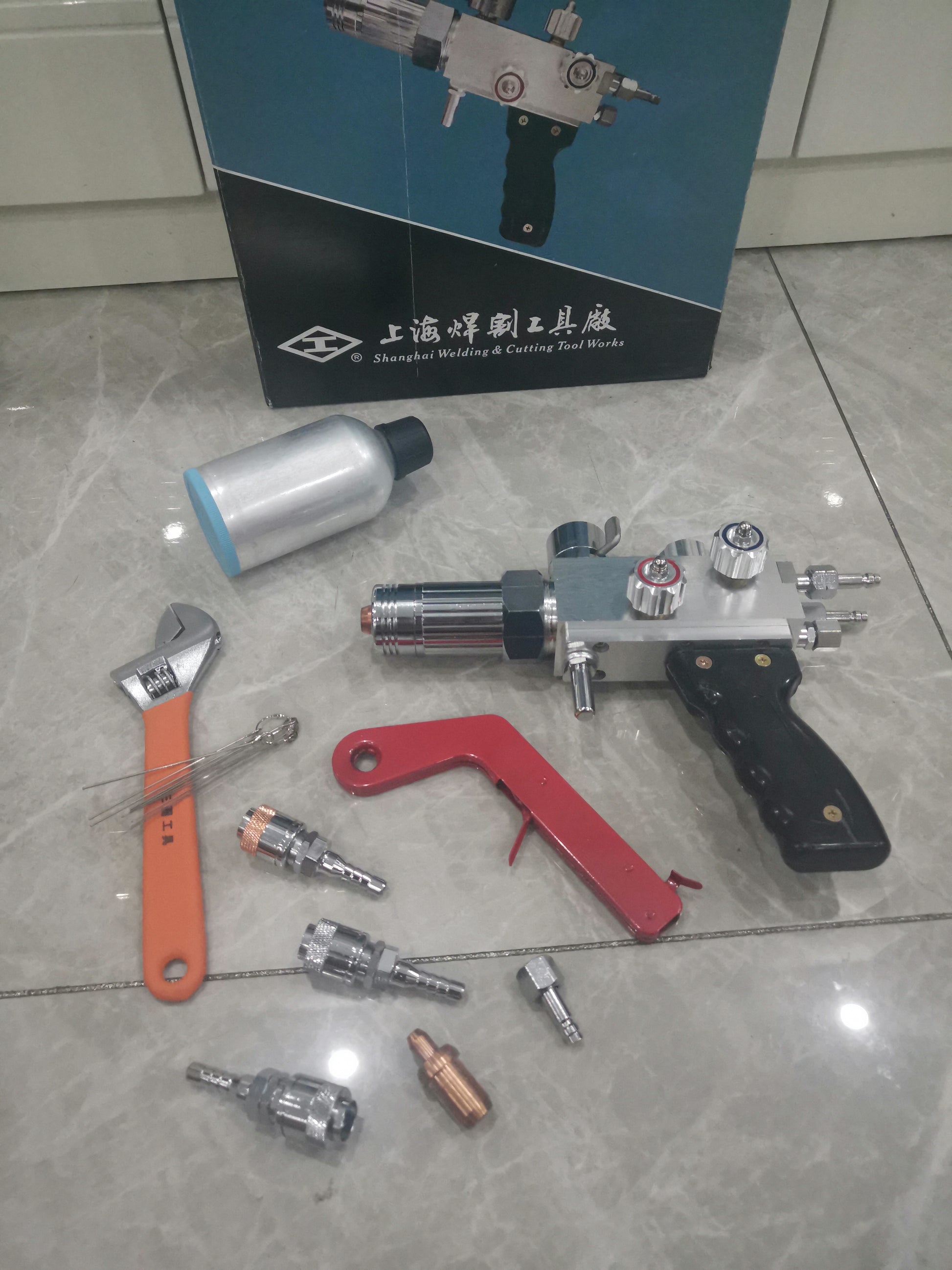 QHT-7/h spray welding torch kit with powder bottle wrench and fittings
