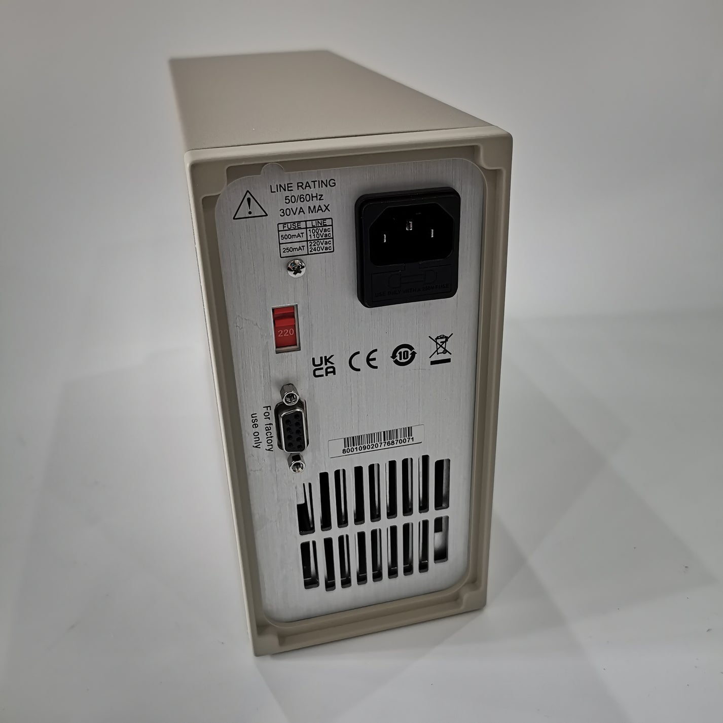 ITECH IT8211 rear panel with line rating selector power inlet and factory-use DB9 port