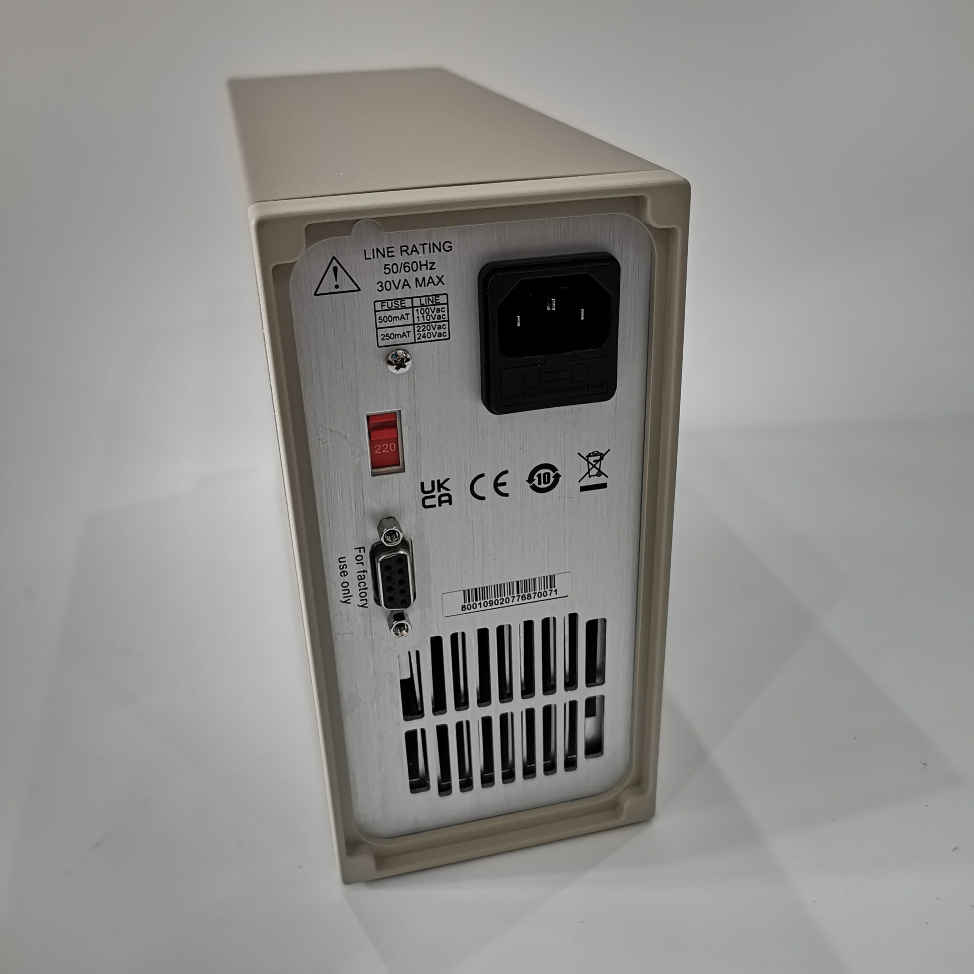 ITECH IT8211 rear panel with line rating selector power inlet and factory-use DB9 port