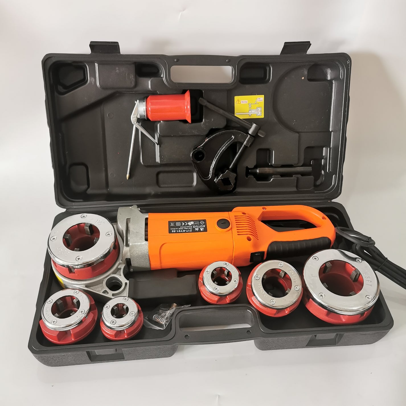 2300W handheld electric pipe threader kit with 6 dies and hard carrying case