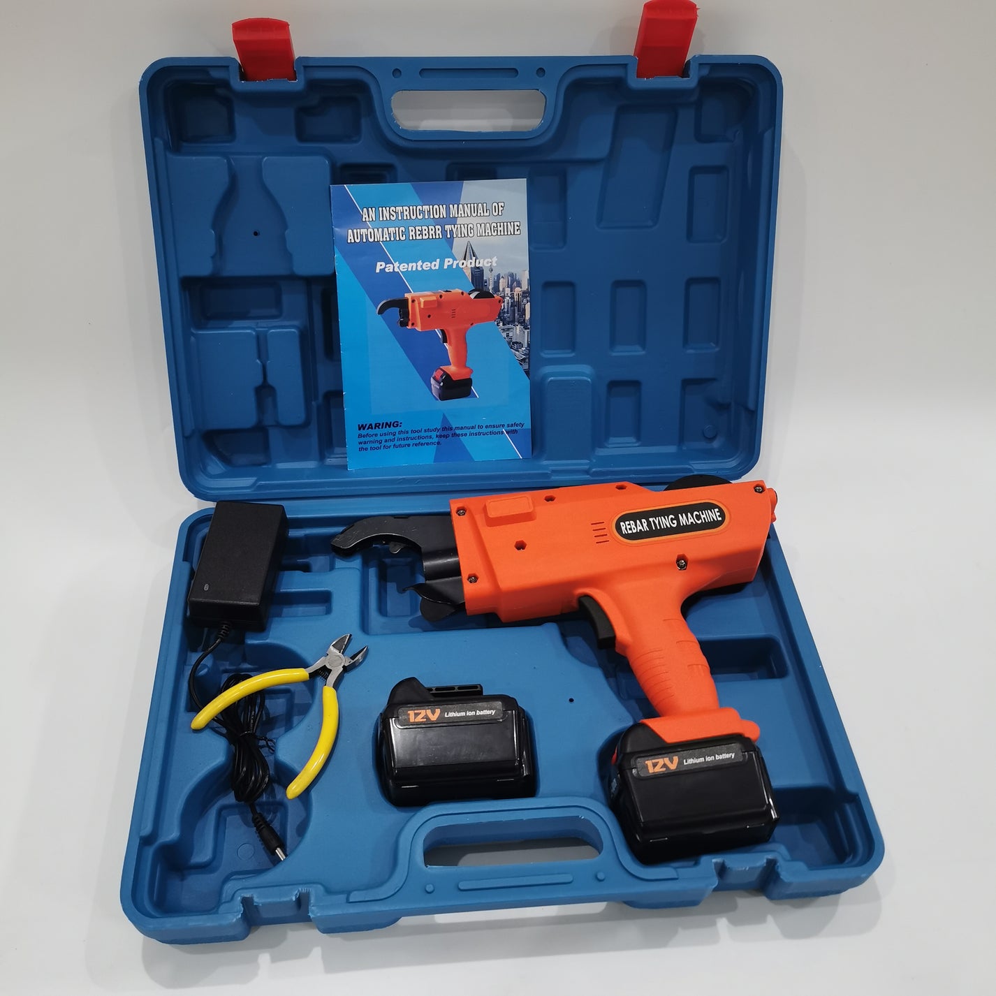 8-34 mm automatic rebar tying machine kit with case charger wire pliers and 12V battery