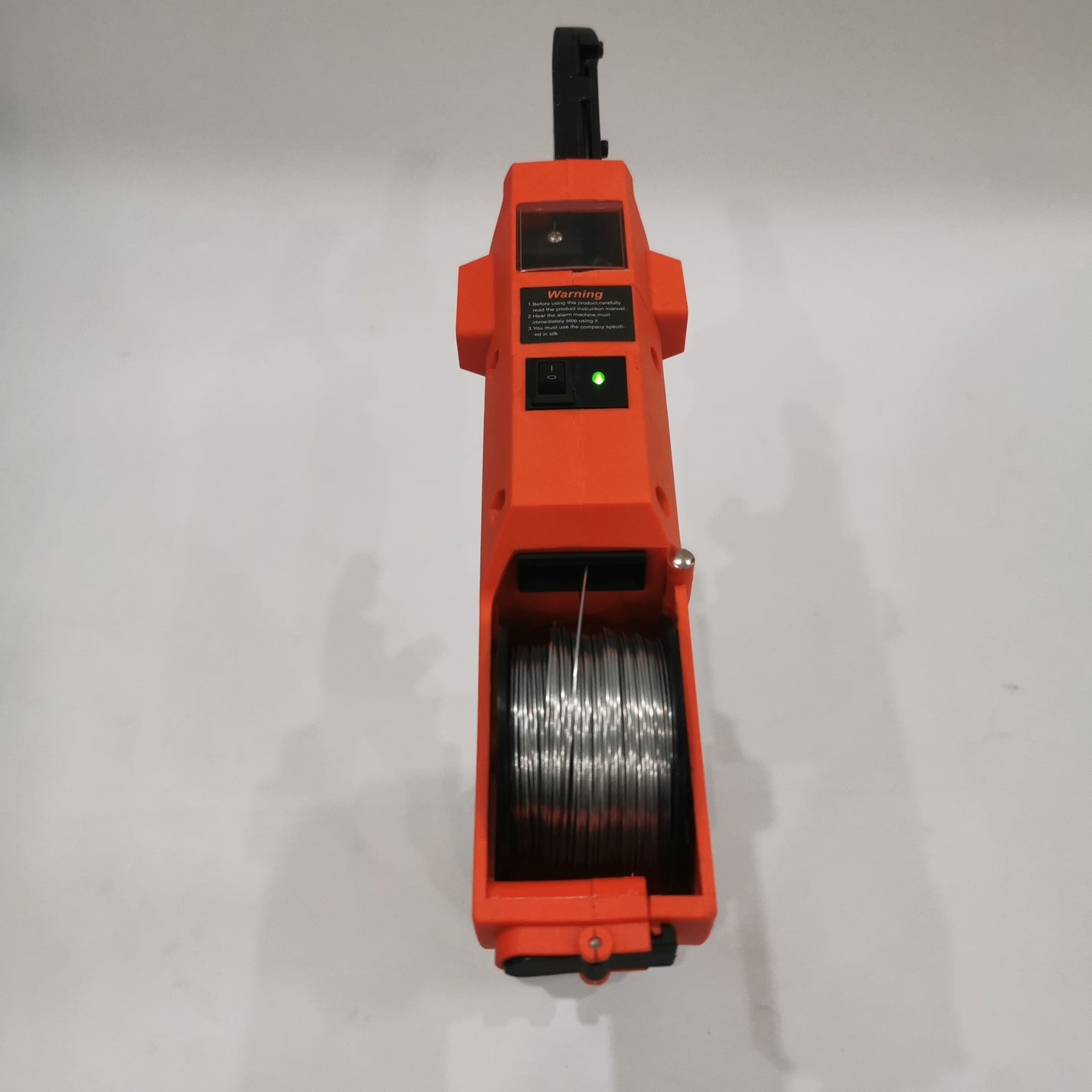Top view of rebar tying machine tie wire reel and wire outlet