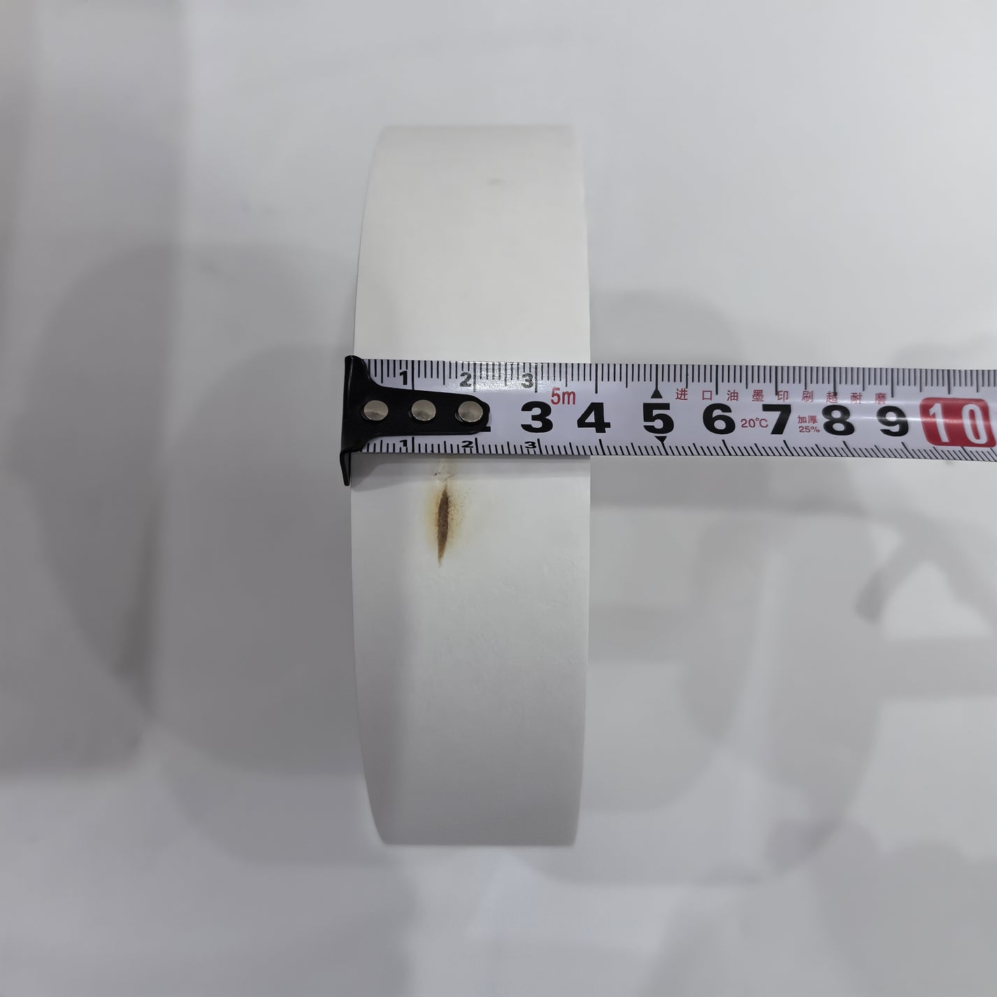 Banknote strapping tape roll measurement showing 40 mm width