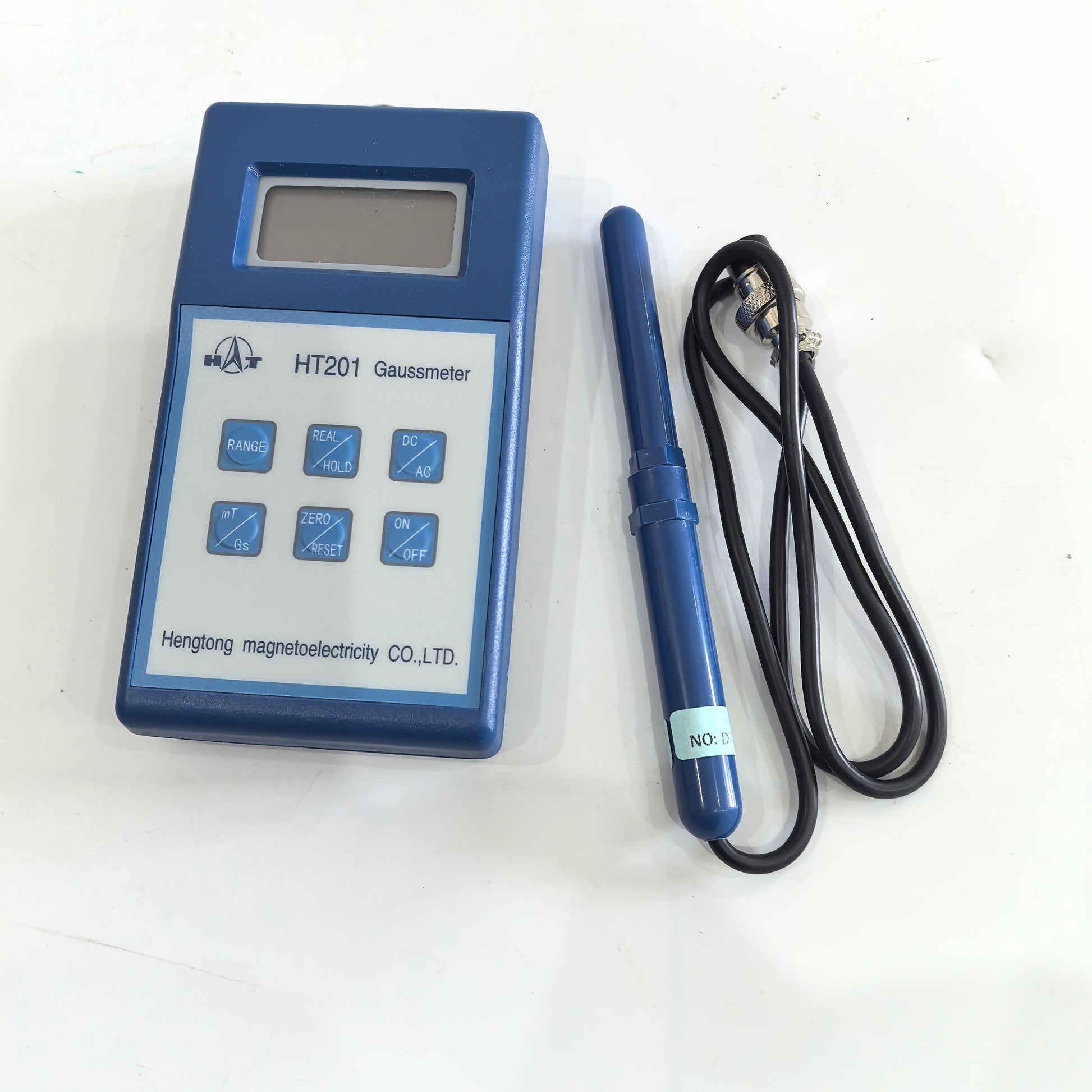 HT201 handheld gaussmeter with external magnetic field probe and cable
