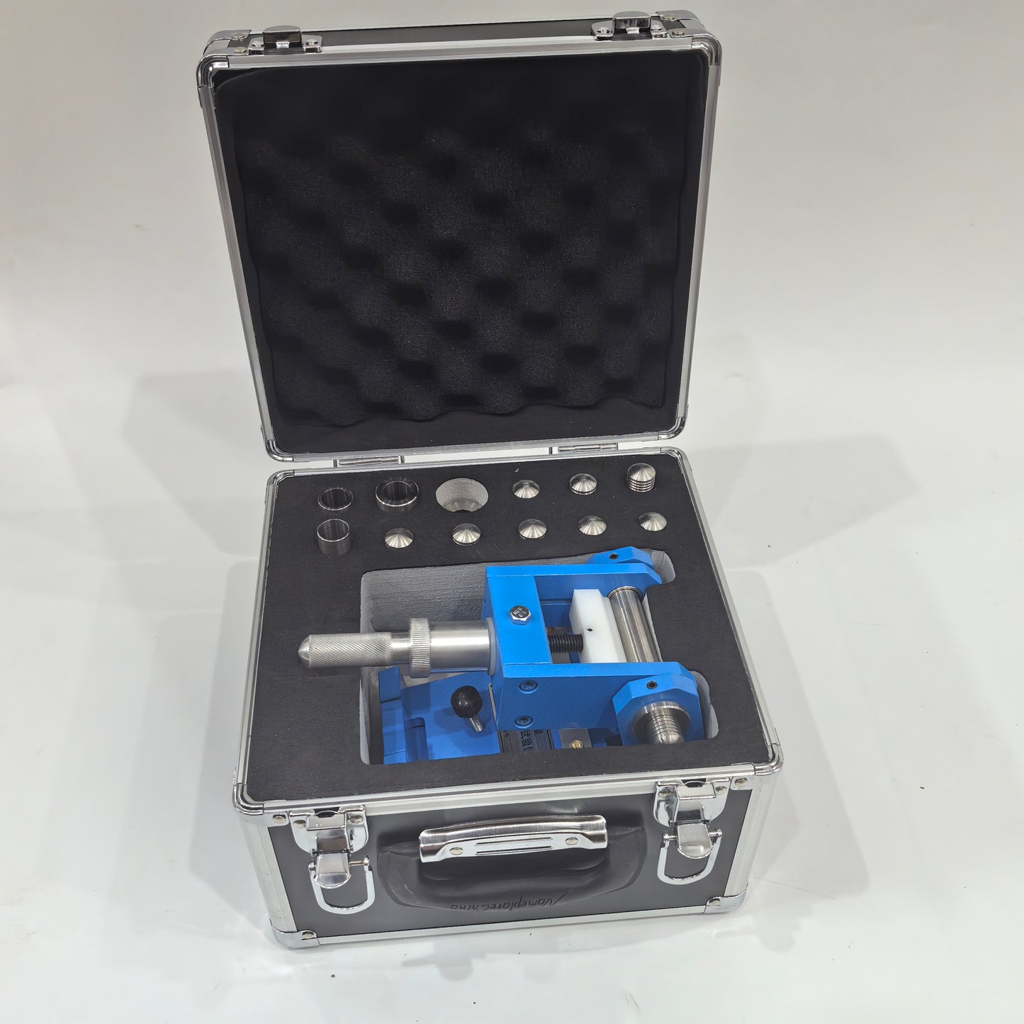 QTY-32 paint film bending tester shown in carrying case with mandrels