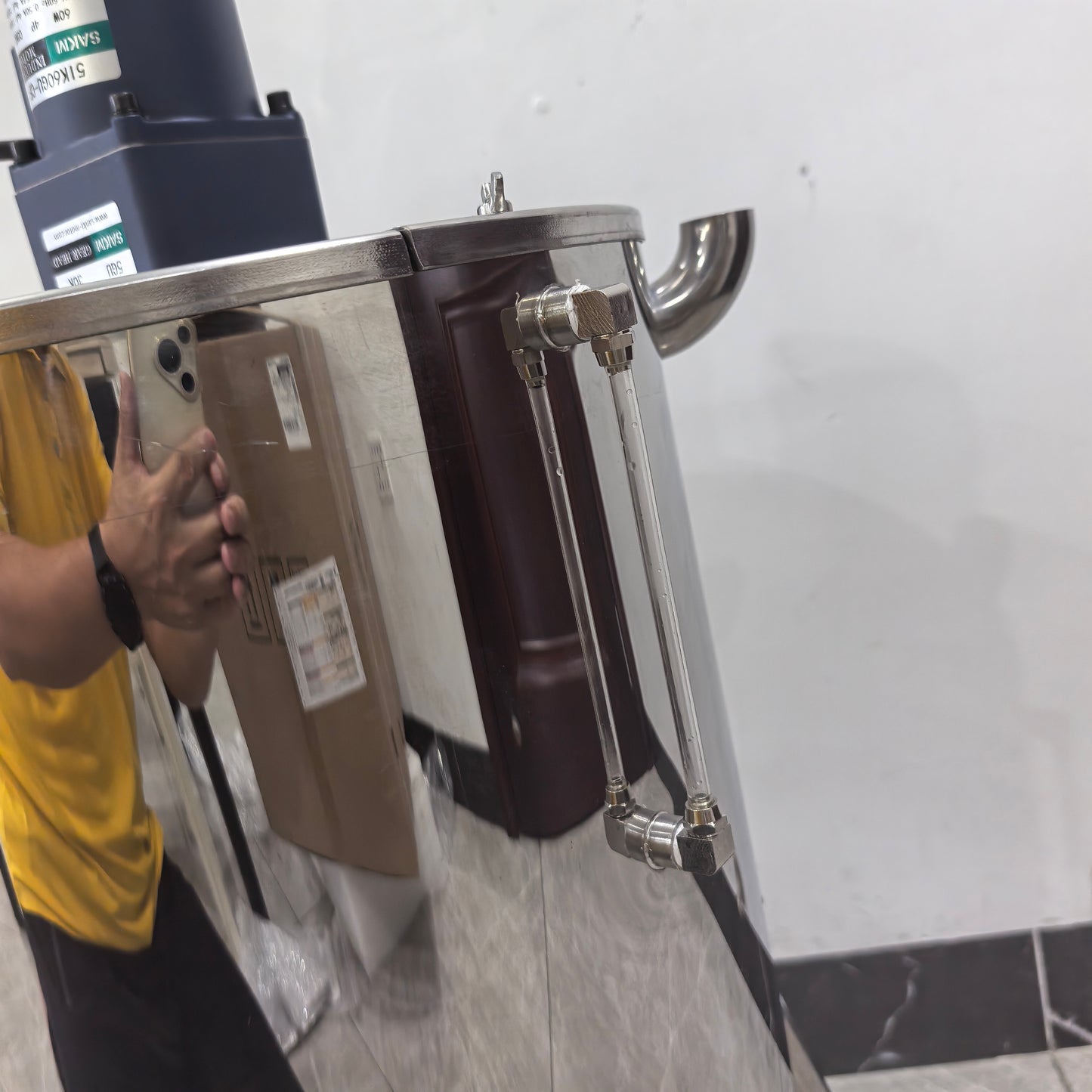 YK-30L heating mixing filling machine side liquid level tube and tank handle