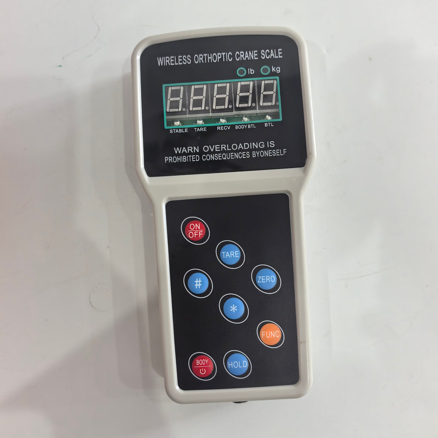 Wireless handheld display controller for 10T OCS hanging crane scale front view