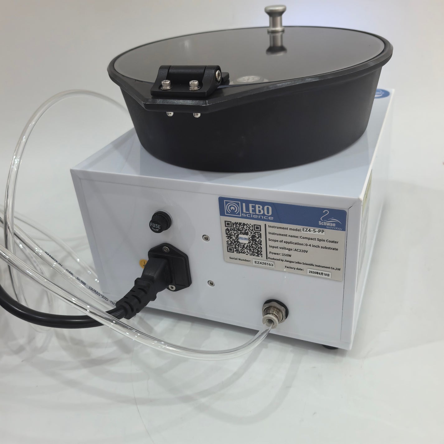 Programmable spin coater control panel with run and vacuum buttons