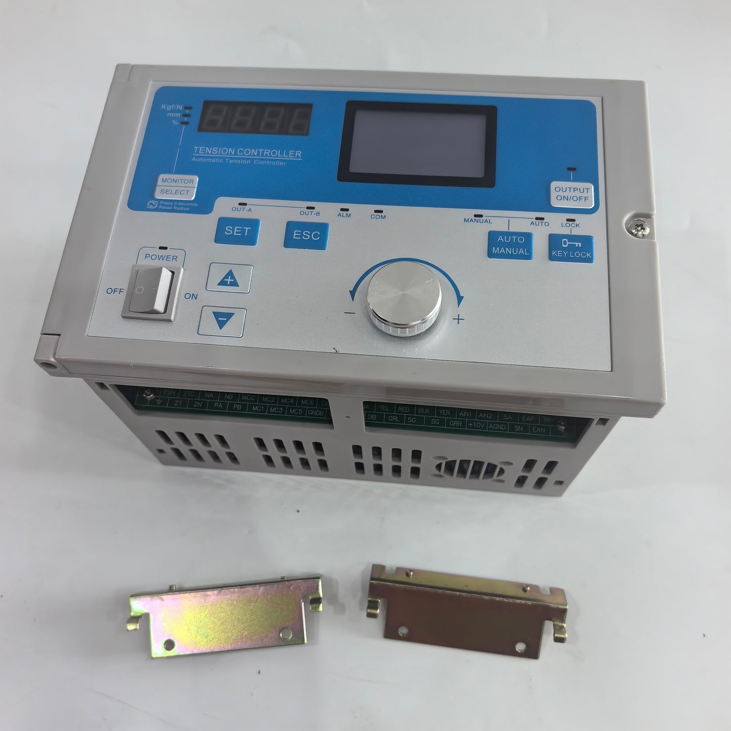 FMF KTC828A automatic web tension controller front panel with two mounting brackets