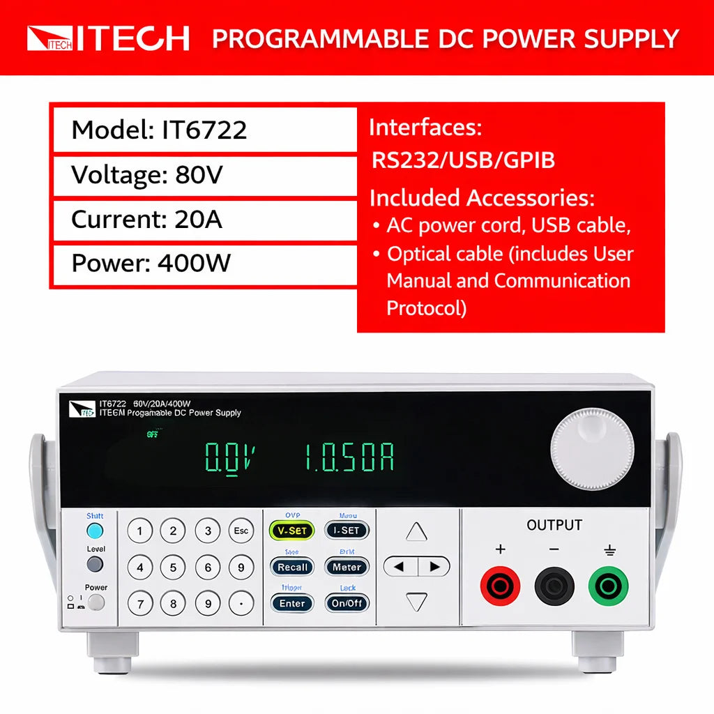 ITECH IT6722 Programmable DC Power Supply | 0-80V 0-20A 400W High