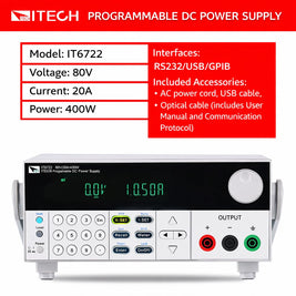 ITECH IT6722 Programmable DC Power Supply | 0-80V 0-20A 400W High