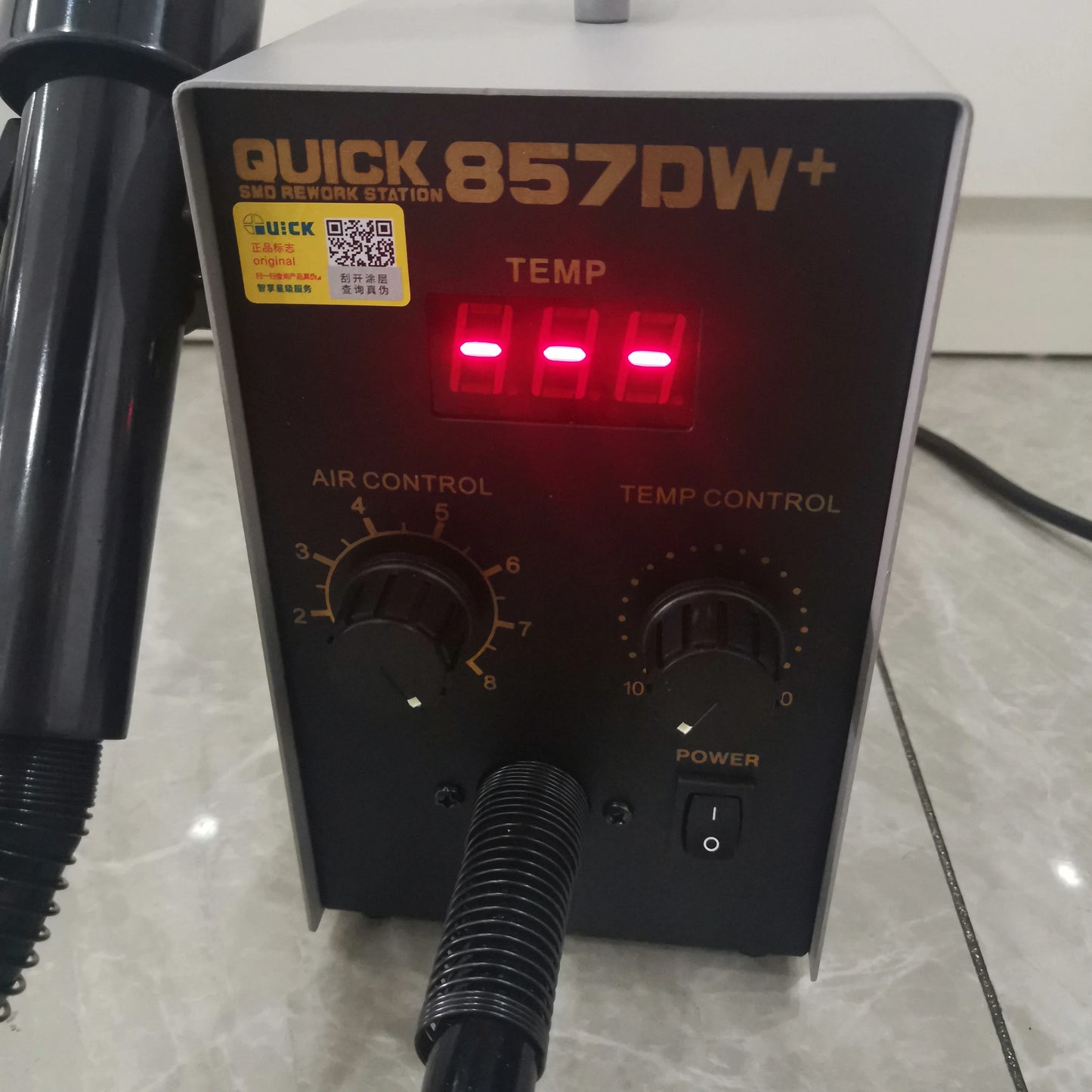 QUICK 857DW+ Hot Air Rework Station | 580W Adjustable Heat Gun SMD Soldering Desoldering product image 3