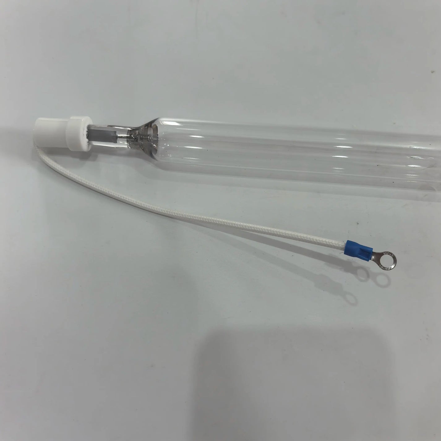 UV curing lamp tube with connector lead and ring terminal