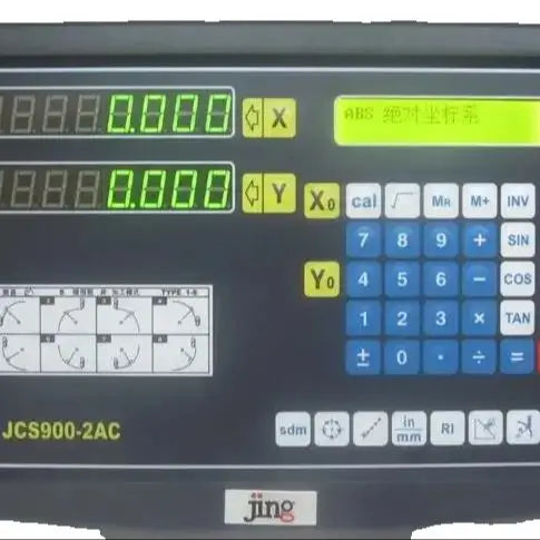 Close-up of JCS900-2AC 2-axis DRO display keypad and screen