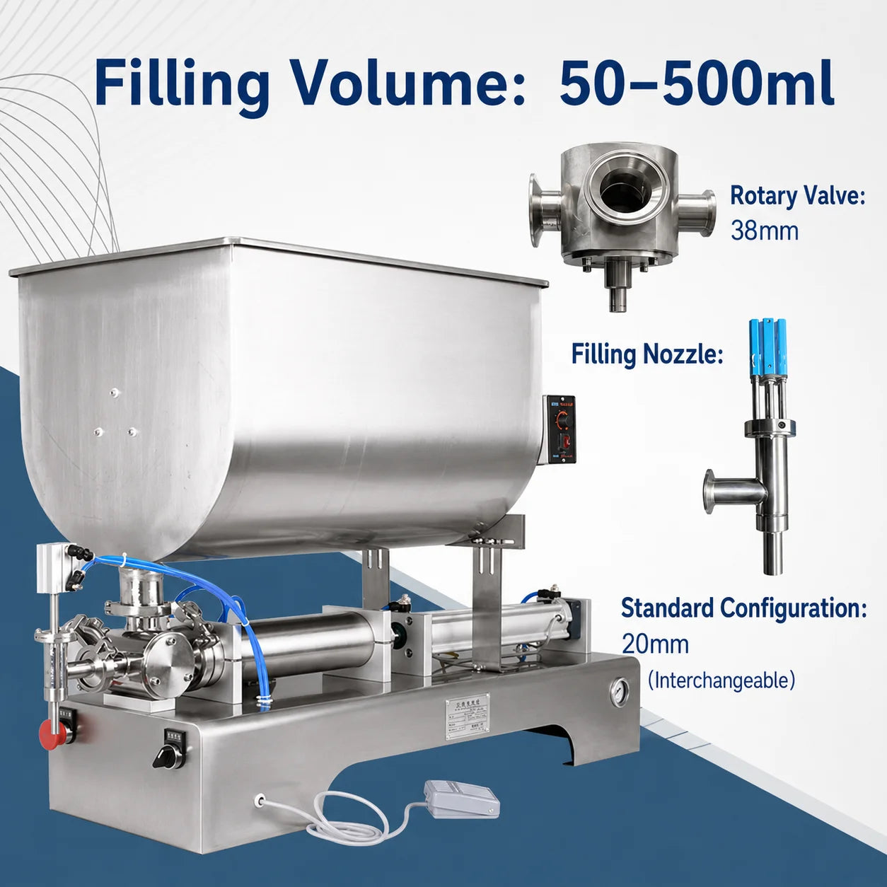 80L U-type paste filling machine accessories and package view