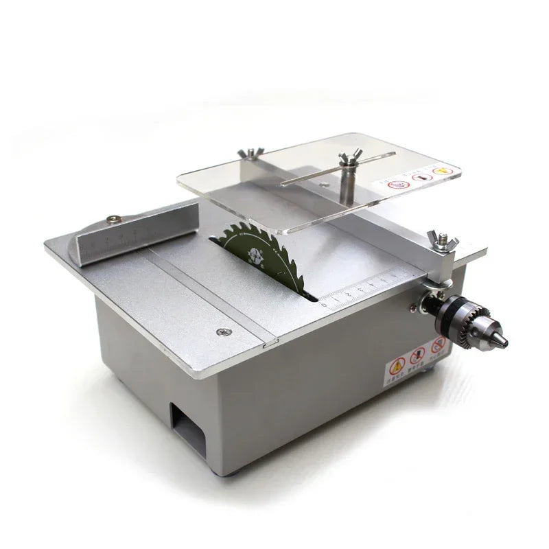 Silver Dual Motor Mini Table Saw DIY Woodworking Desktop Cutter Precision Small Cutting product detail image