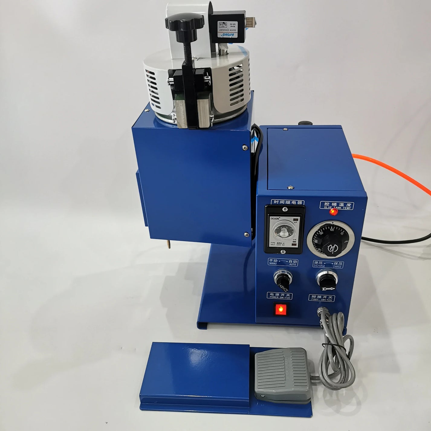 Hot melt glue dispenser machine with foot pedal