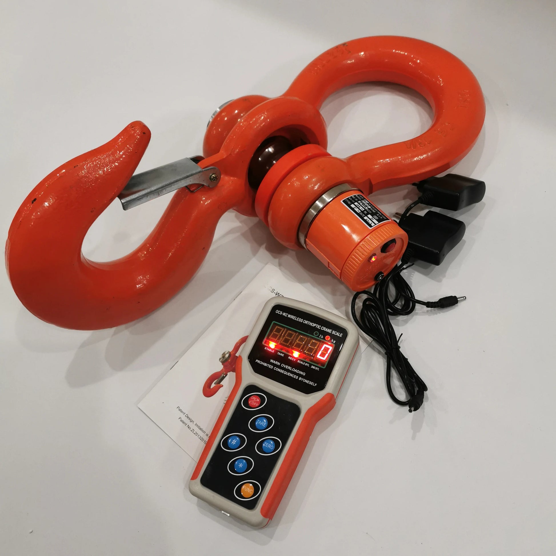 15T crane scale with handheld wireless display and power adapters