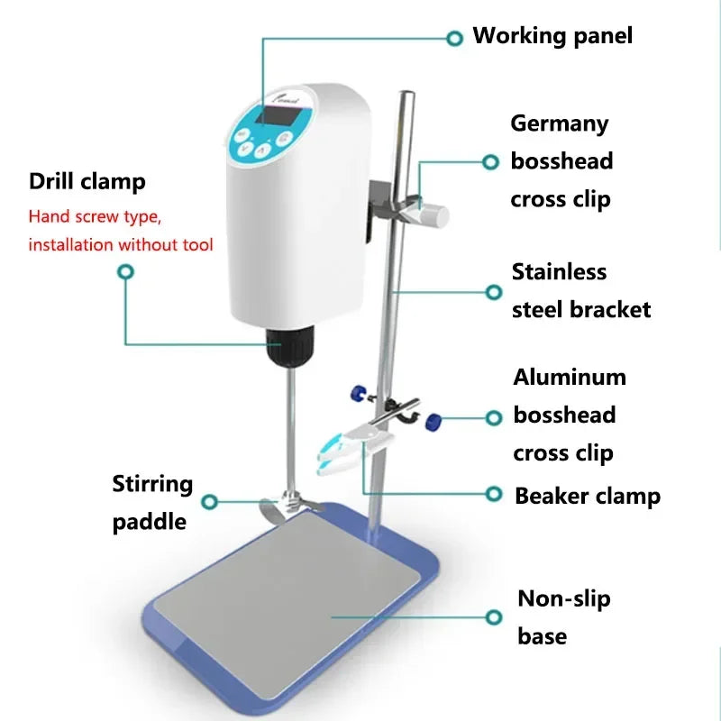 Lab Digital Overhead Stirrer Mixer Agitator Homogenizer 10L/20L 220V Electric Variable Speed product image 4