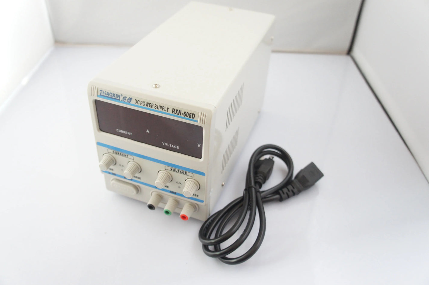 ZHAOXIN RXN-605D DC bench power supply with front terminals and power cord shown