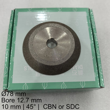 78mm 45 degree CBN SDC grinding wheel 12.7mm arbor main view