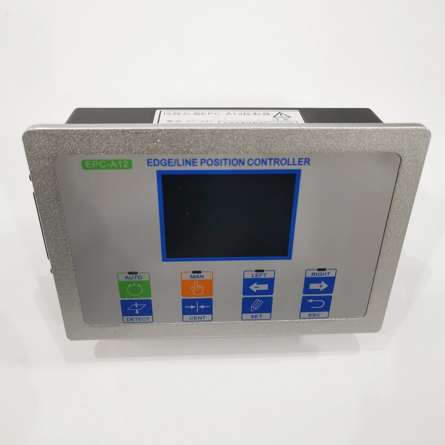 EPC-A12 edge line position controller angled front view with DC24V label