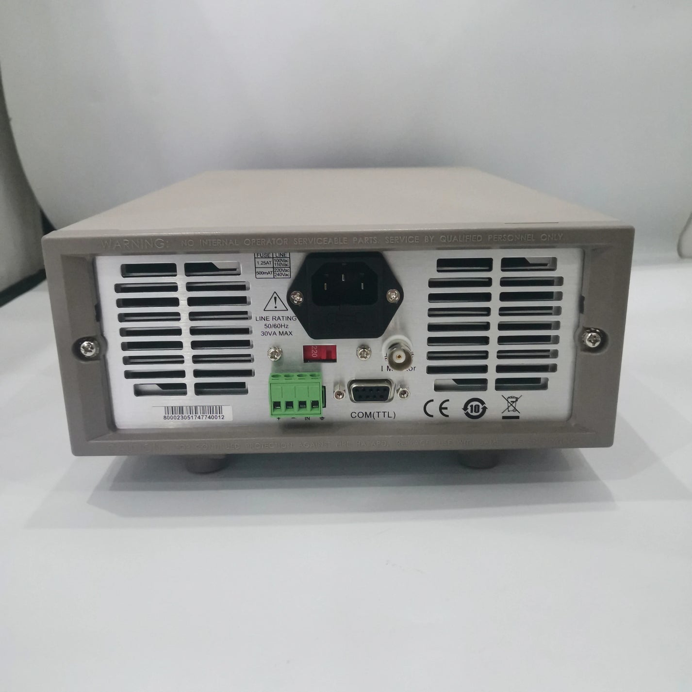ITECH IT8512+ rear panel with COM TTL port I Monitor connector AC input and ventilation